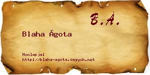 Blaha Ágota névjegykártya